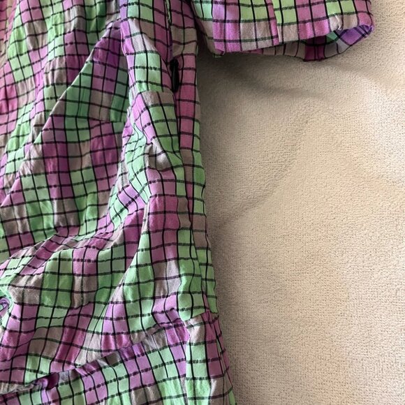 NWT ZARA Plaid Puff Sleeve Midi Dress S - Picture 10 of 16